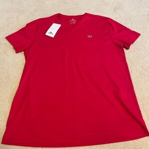 Lacoste Men's Red V-Neck T-Shirt
